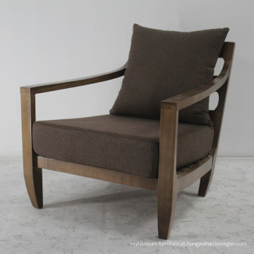 Madeira maciça com tecido de linho Sofá confortável cadeira
